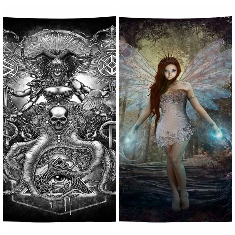 

Dark Fantasy Art Satan Female Horror Skull Ghost Tattoo Surreal Witch Reaper Magic Fairy Mysterious Tapestry By Ho Me Lili Deco