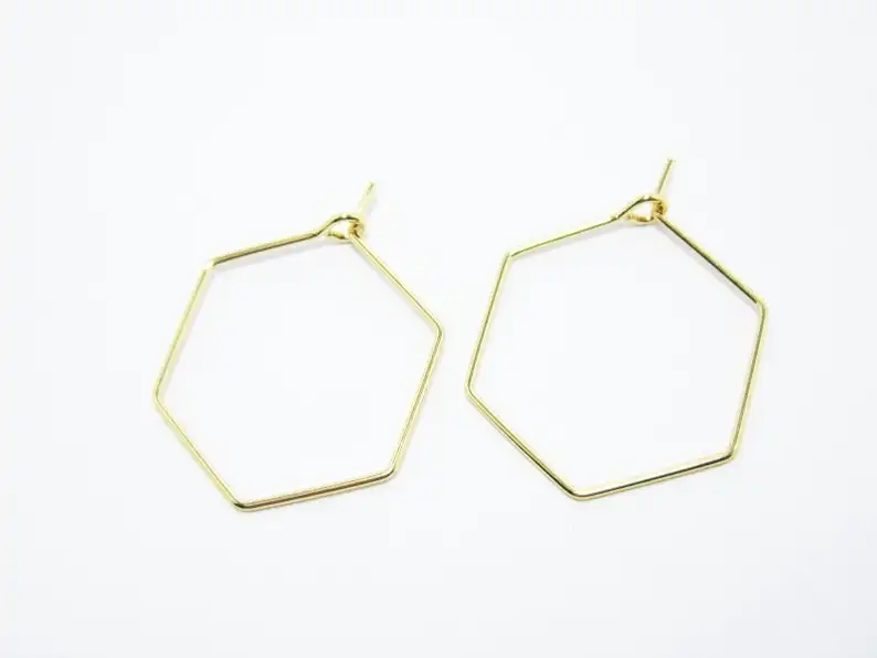 Серьги Обручи с шестигранным покрытием из латуни 18 К 6 шт. 26 5x20 мм геометрические