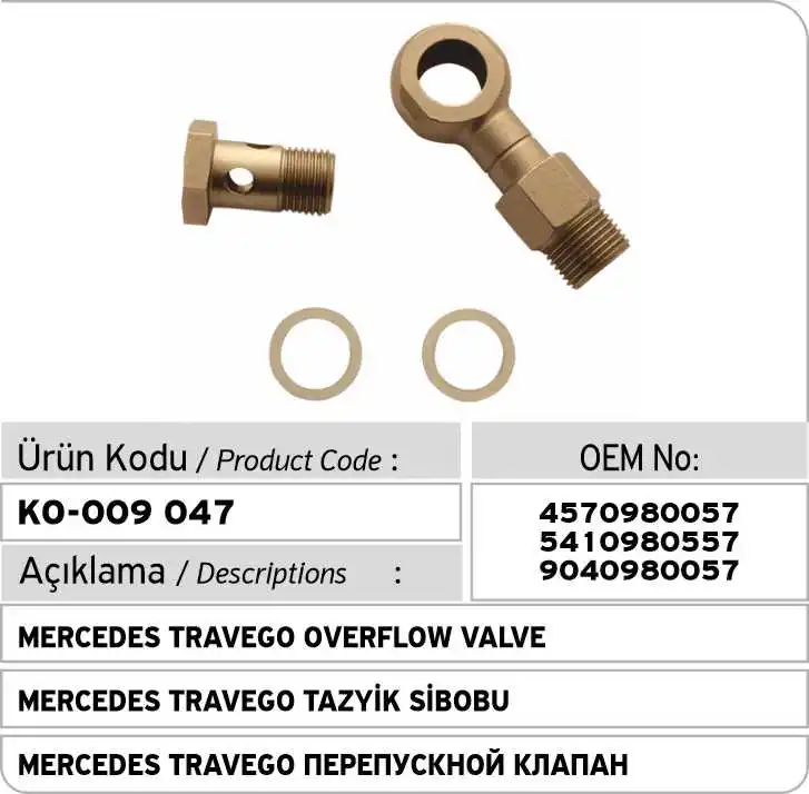 

4570980057 MercedesTravego Over Flow Valve 5410980557 9040980057
