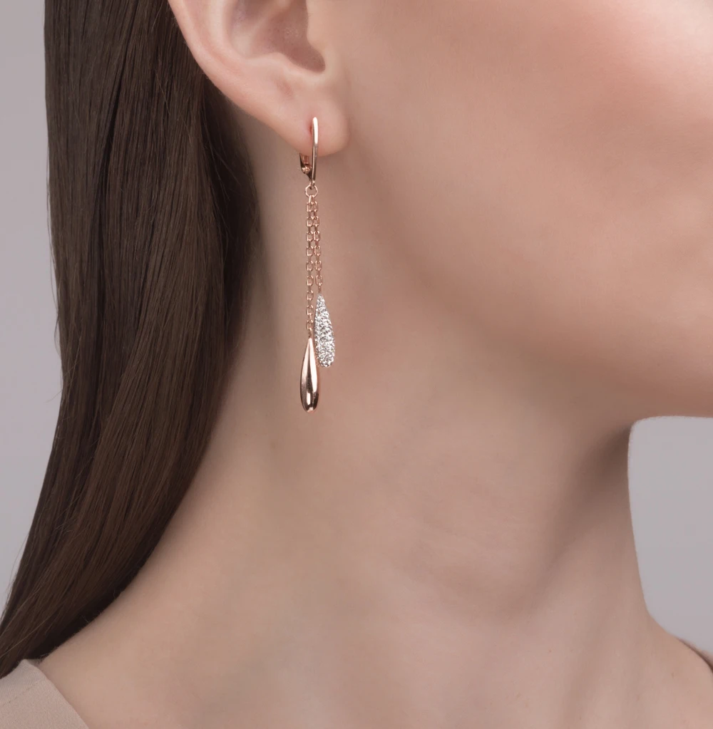 Серебряные серьги с фианитами SUNLIGHT|Серьги-подвески| |