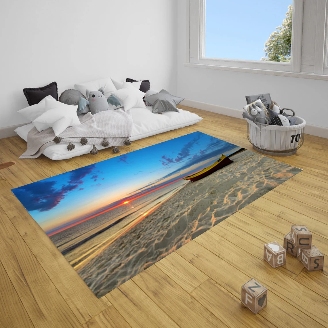 Пляжный ковер для зоны песка и воды спальни семейных или комнатных домов