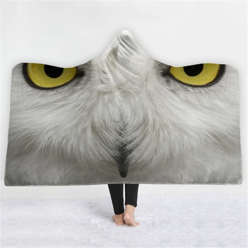 Аниме Сова с принтом птиц плюша на меху капюшоном и застежкой Одеяло для взрослых