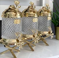 Jars Glass Food Storage Coffee Tea Sugar 3 Pieces Gold And Silver Color 3 Liter Stand Seasoning Container Decorative Kitchen Supplies Elegant Sets For Countertops Japanese Rose Motif Keeps Shine House Gift