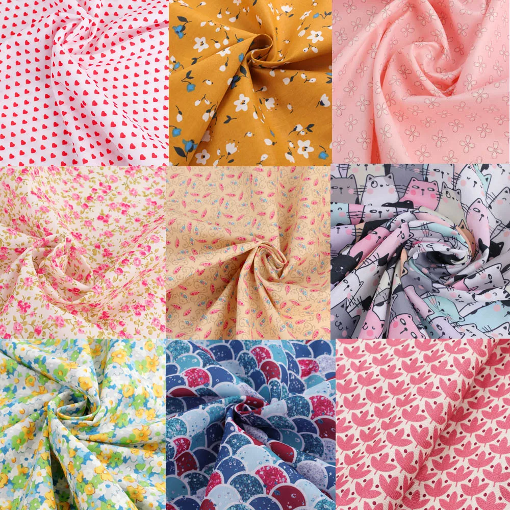 

45*145cm Polyester Cotton Printed Fabric Patchwork Sewing Quilting Bundles Flower Cartoon Pattern for DIY Scrapbook Craft Making