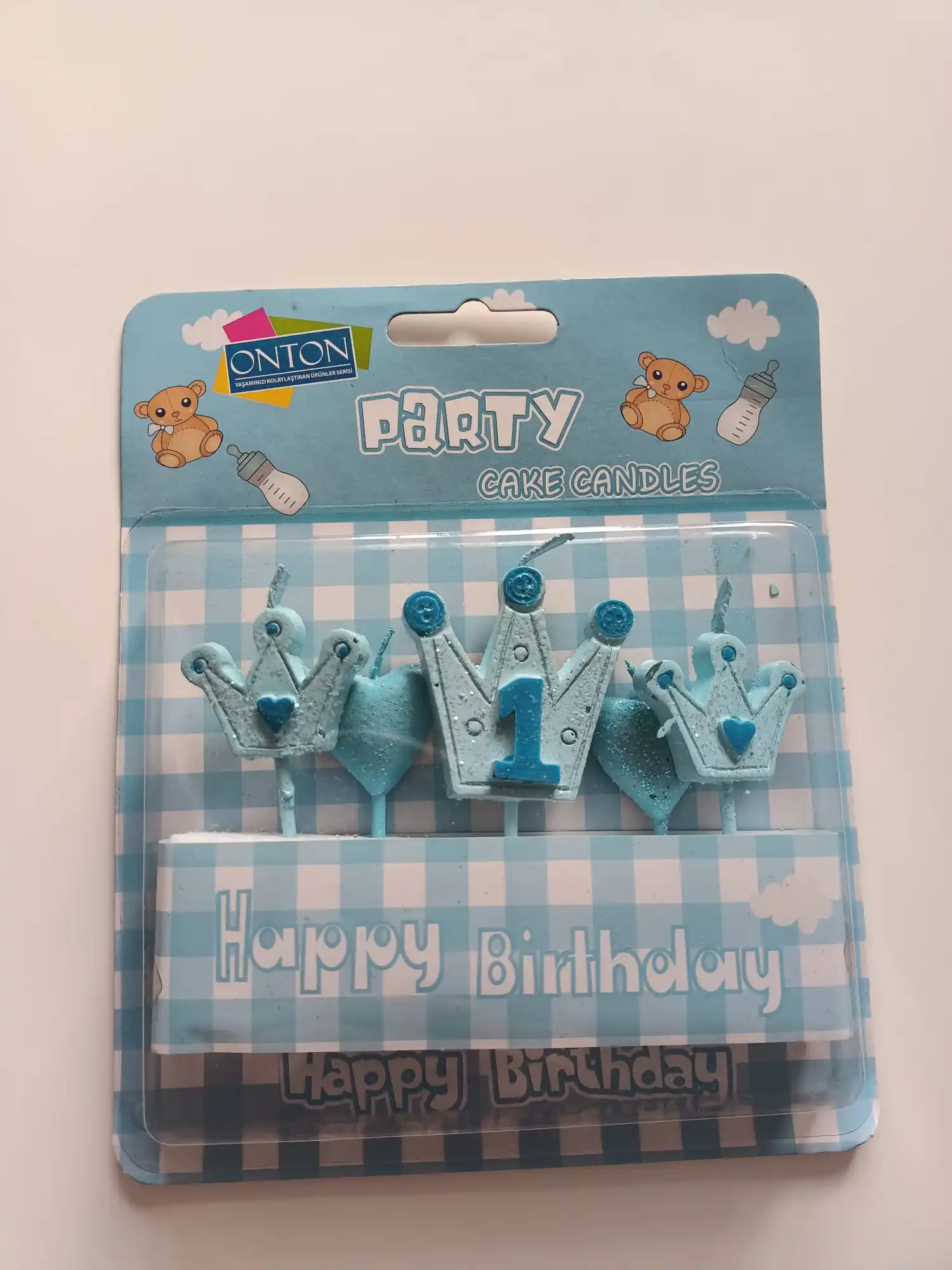 

Birthday Event Candle Boy Blue Color Glittery Heart Decorated Baby 2022 New Trend Fashion