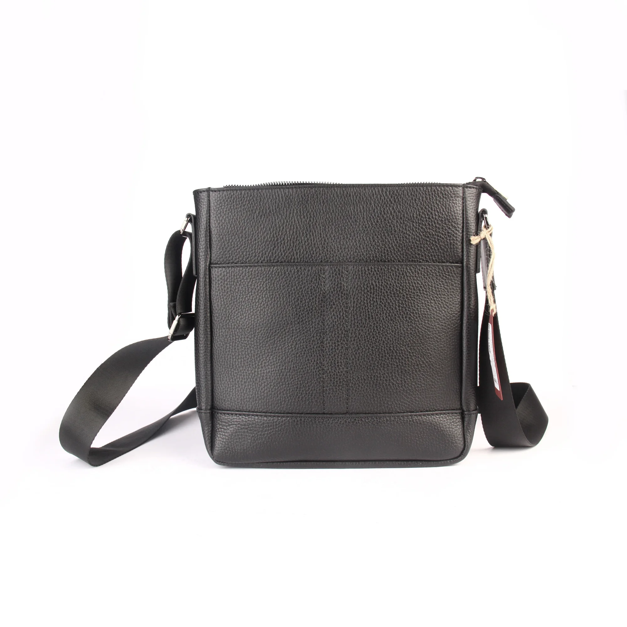 Men's Black Shoulder Bag, Genuine Calf Leather, Medium Size, 26x28 cm, Magnetic Flip, New Arrival, Messenger Tablet Ipad