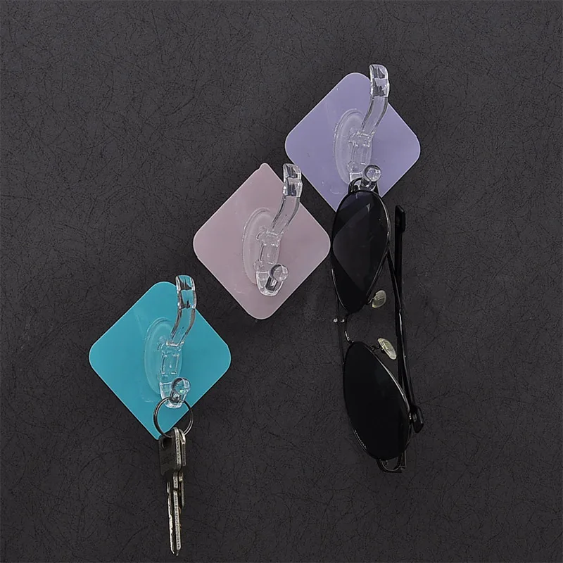 

Self Adhesive Wall Hooks Hat Clothes Hanger Plastic Punch Free Home Organizer for Kitchen Bathroom