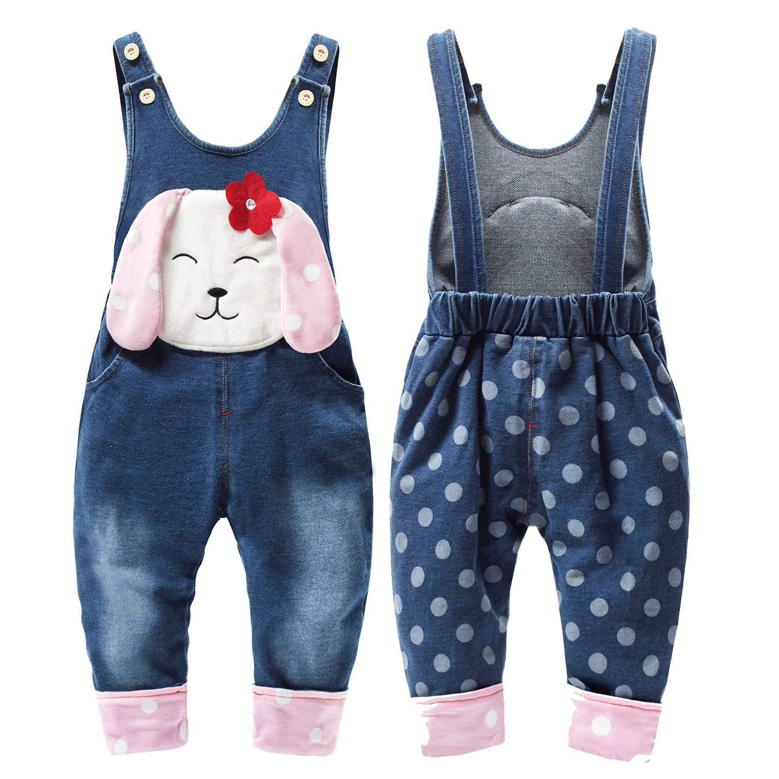 

Детский джинсовый комбинезон KIDSCOOL, синий комбинезон для детей 3-6 месяцев с объемным рисунком щенка