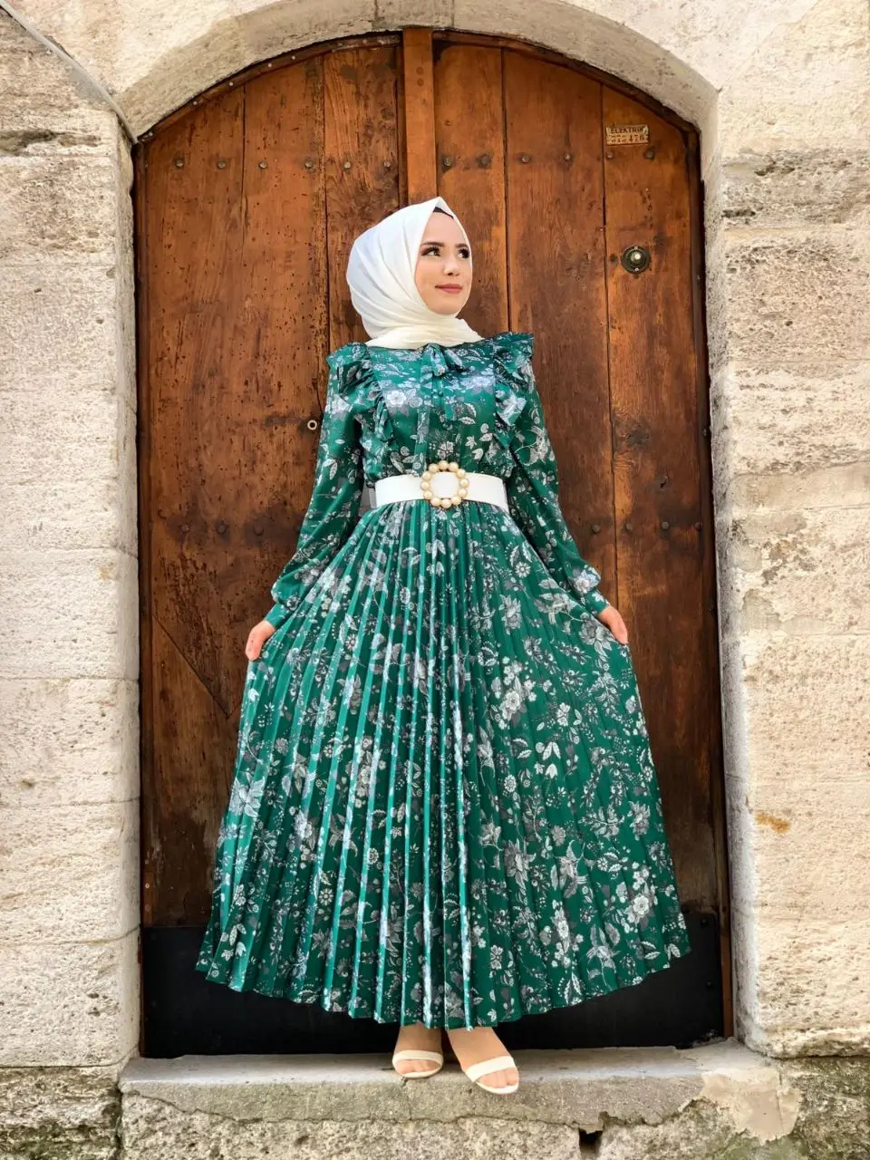 Женское длинное платье, мусульманская одежда, Дубай, абайя, цветочный принт, плиссированная элегантная, Турция, весна 2021, Африканский кафтан...