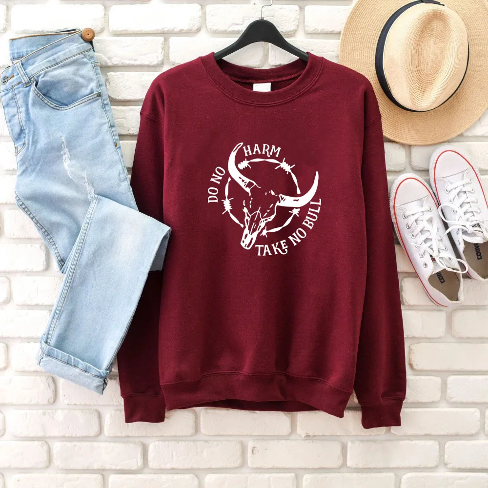 

Do No Harm Take No Bull sweatshirt graphic women fashion pure cotton religion church party hipser vintage pullovers gift tops