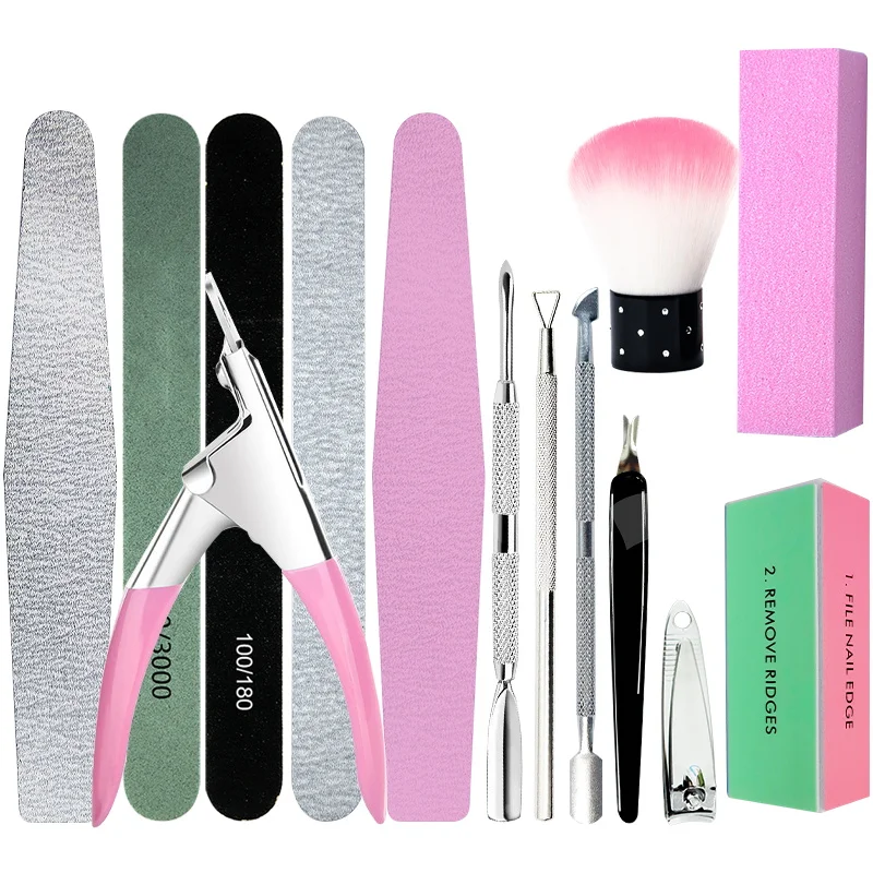 

Mobray Manicure Set Cleaning Brush Scissors Dead Skin Remover Cuticle Pusher Clippers Nail Art Files Buffer Sanding Tool