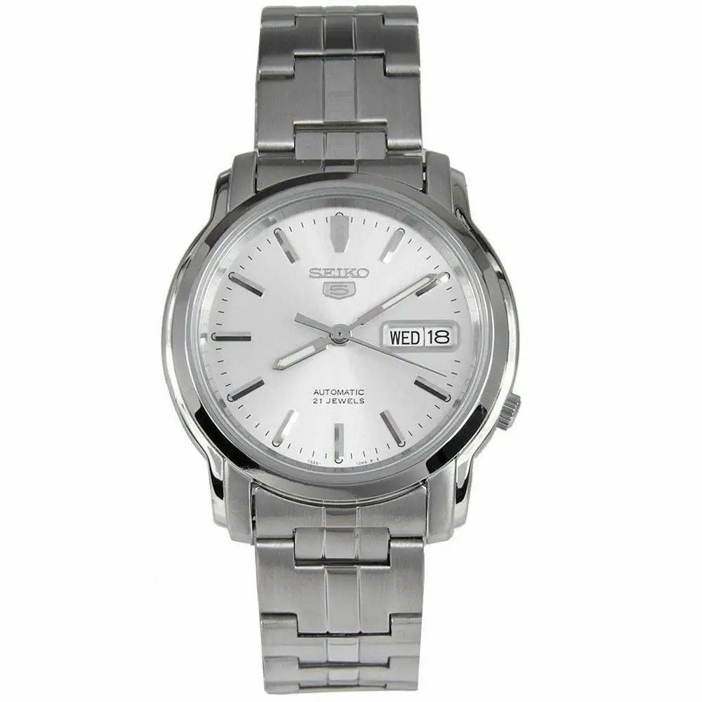 Автоматические Мужские часы Seiko 5 SNKK65K1 циферблат серебристый 38 мм стальной