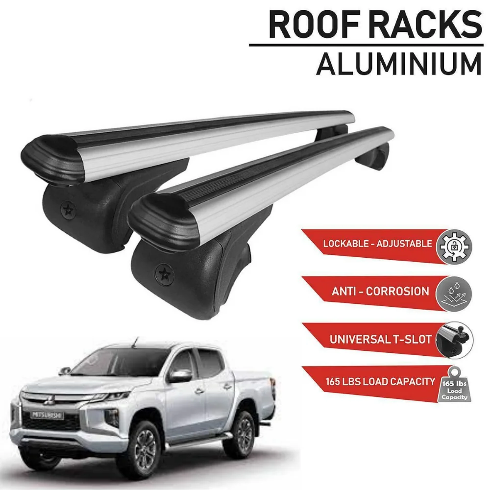 

FOR MITSUBISHI L200 5 2015-2021 2 PCS BLACK CEILING RAIL RAFI ALUMINUM CROSS-BARS LUGGAGE CARRIER CYCLING SKIING EKİPMAN