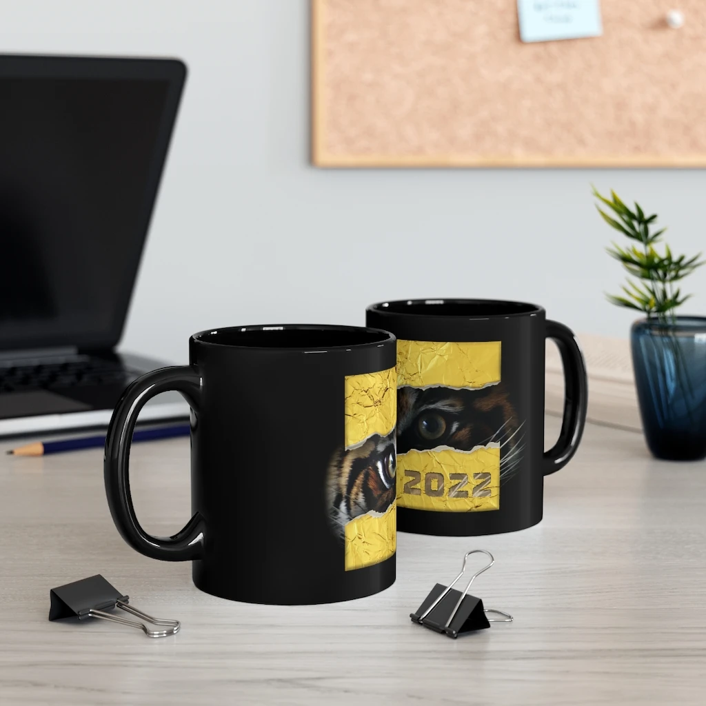 Black ceramic mug 11 oz tiger 2022 t025 | Mugs