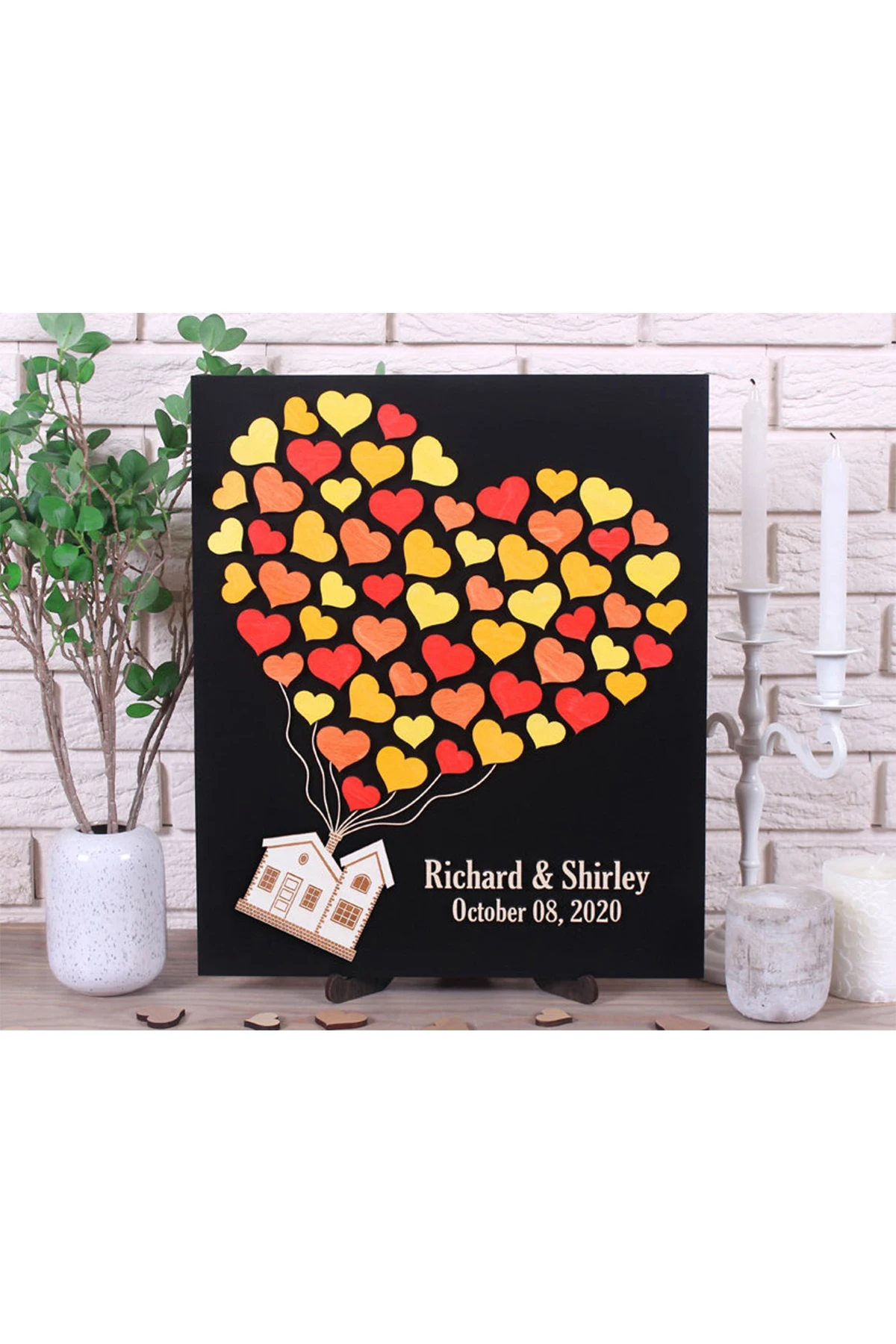 Wedding Guest Visitor Signature Book Wooden Personalized Alternatives to Names Date Mr and Mrs Mariage 3D Love Valentine's Rusti | Дом и