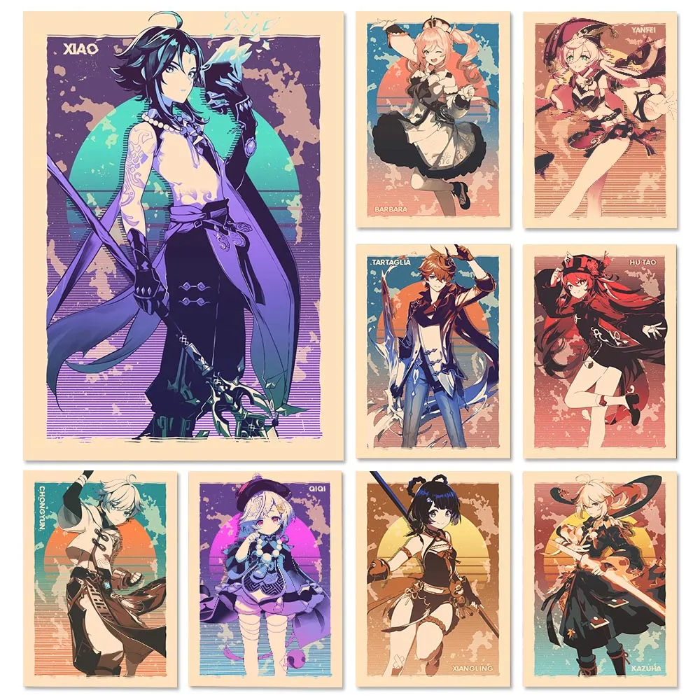 

Bandai Anime Genshin Impact Ganyu Hutao Game Canvas Poster Hanging Painting Wall Art Picture Print For Home Room Decoration Gift