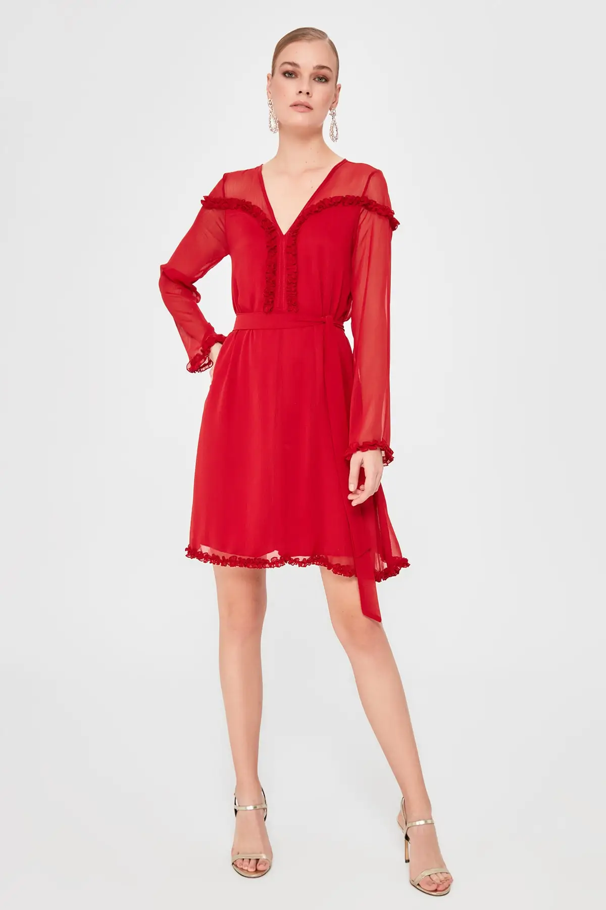 Trendyol платье с поясом TPRSS20EL0097|Женские платья| |