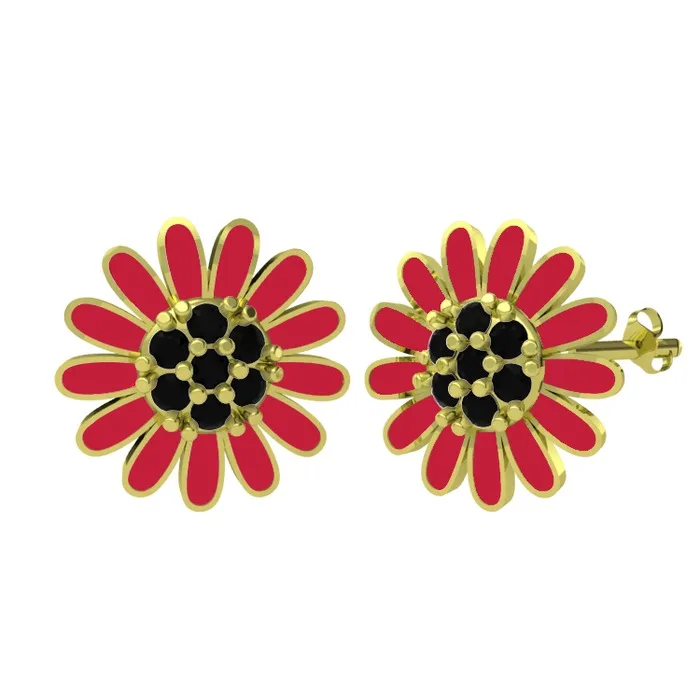

Lovely Daisies Red earrings silver with gold plated and rose gold plated options with 15 stone options