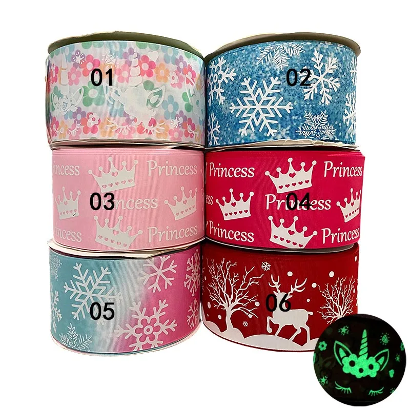 

Popular 3 inch night glow printed ribbon