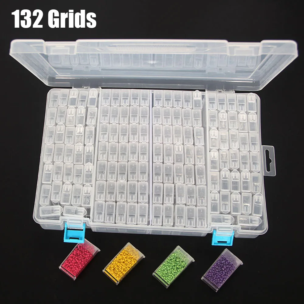 

132 Grids Storage Organizer Suitcase Diamond Painting Accessories Tools Beads Container Kits Stone Storage Convenience Box