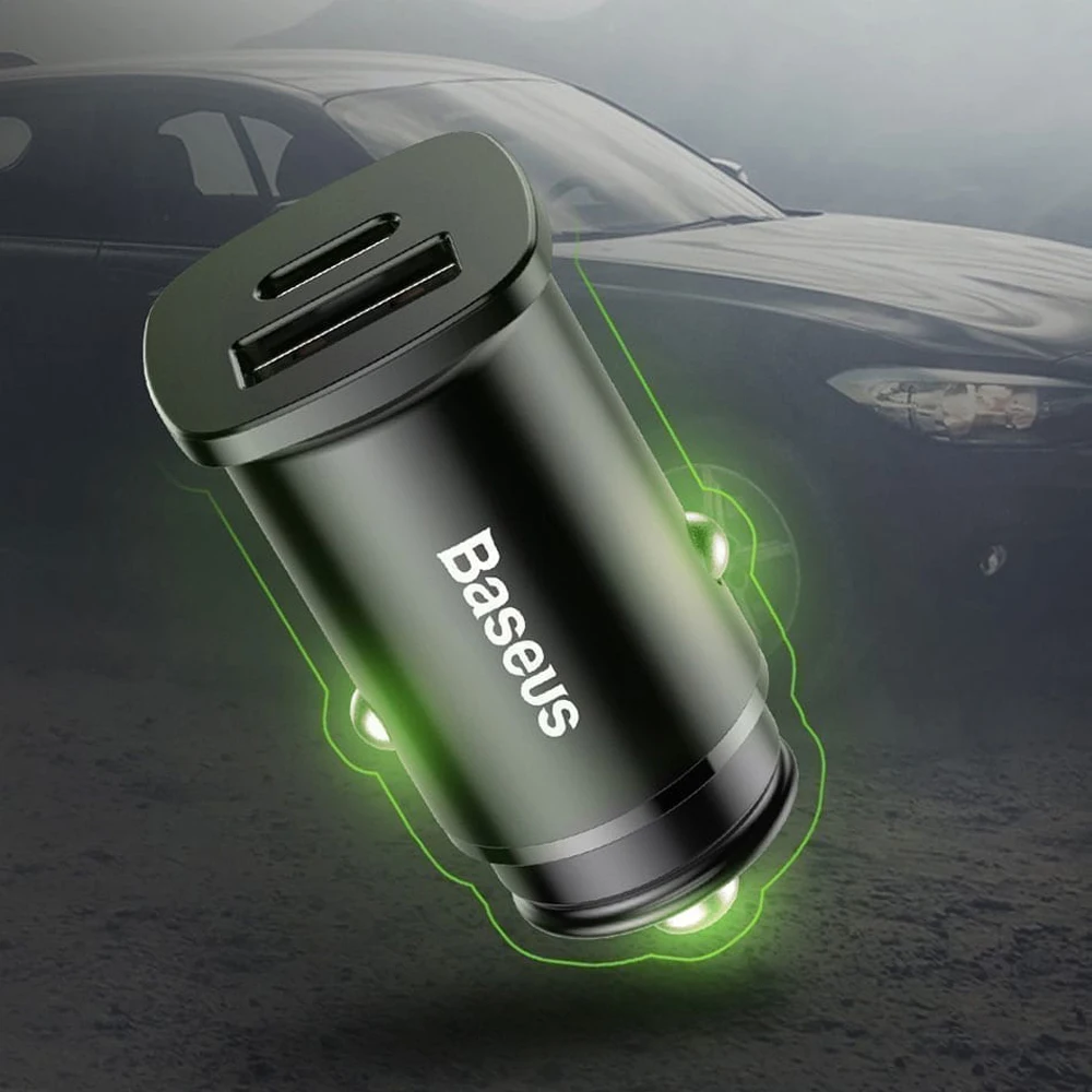 Автомобильное зарядное устройство Baseus Square metal A+C 30W PPS Car Charger PD3.0 быстрая и