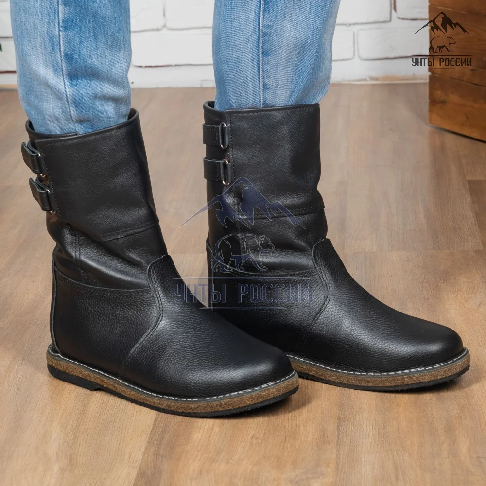 Монголки мужские натуральные на липучках монгольские зимние сапоги унты с мехом