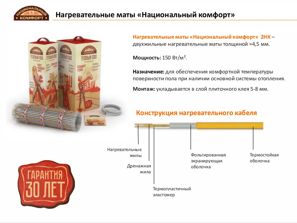 Комплект теплого пола Национальный комфорт тНК 345 2 3 площадь обогрева м²|Системы