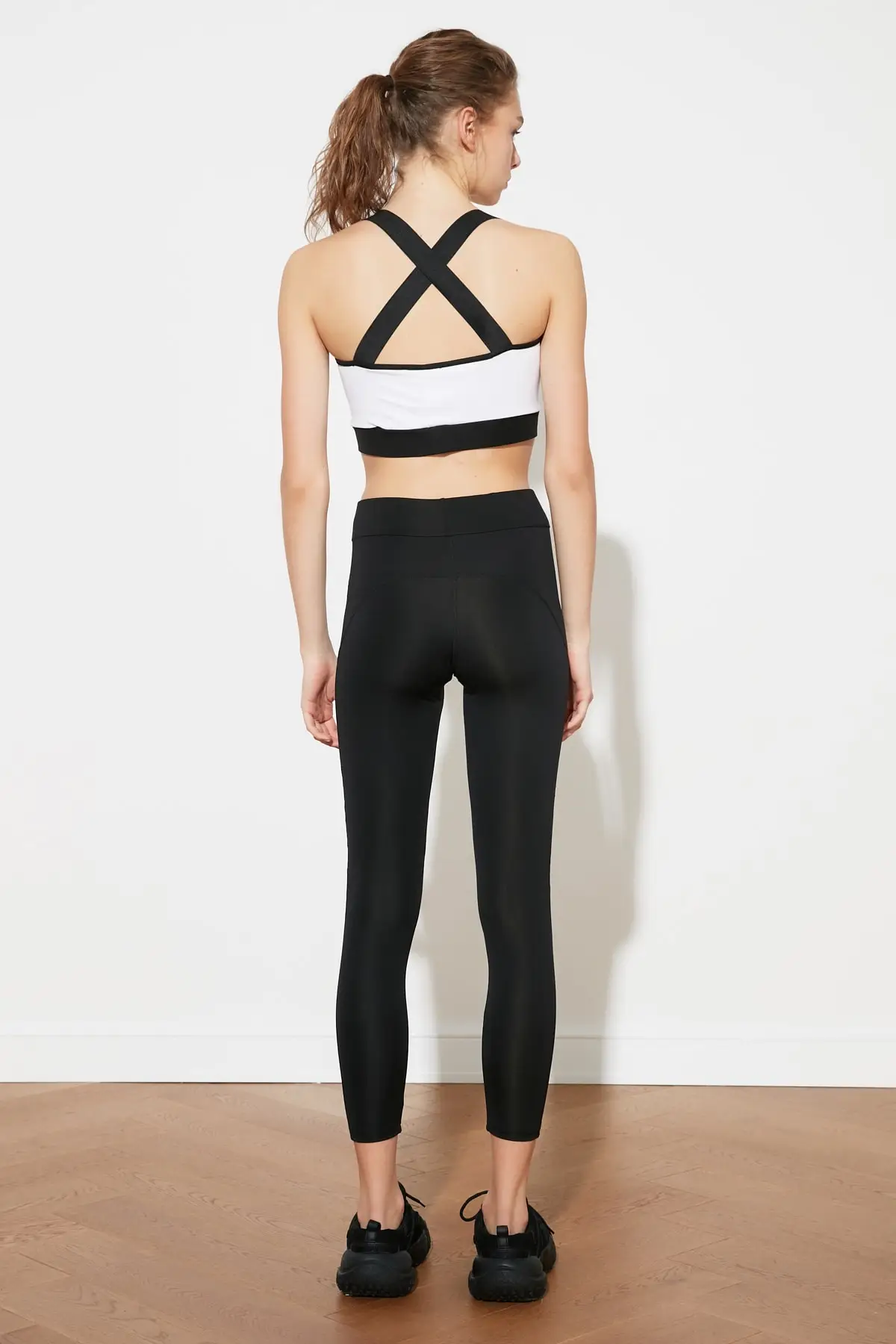 Черные трикотажные леггинсы из тюля TWOAW20TA0023|Колготки| |