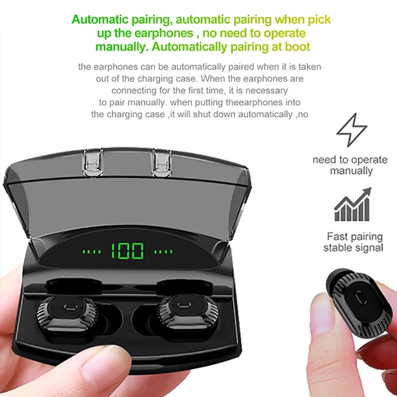 

50PCS XG20 2200mAh TWS Wireless Earphone Bluetooth earphones Power Display Mini Sport 8D Stereo Cordless Earbuds Headset