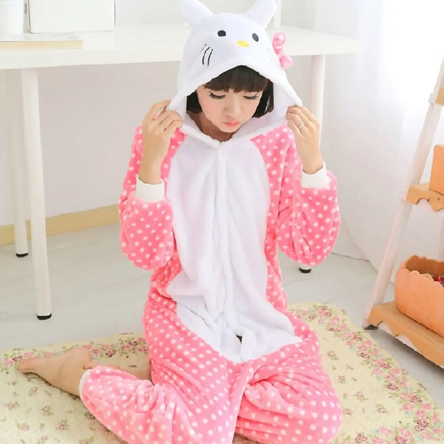 Теплая Пижама wellsoft kigurumi Косплей спальный комплект Женская пижама kitty stich totoro pikachu |