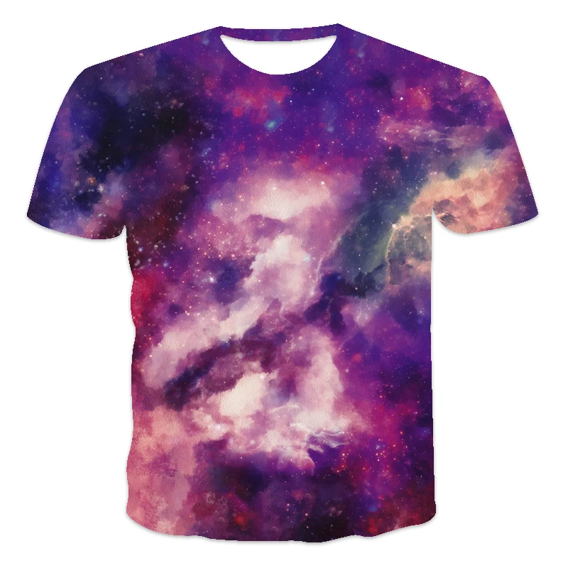 

summer new best-selling oversized loose short-sleeved dream star print O-neck men's