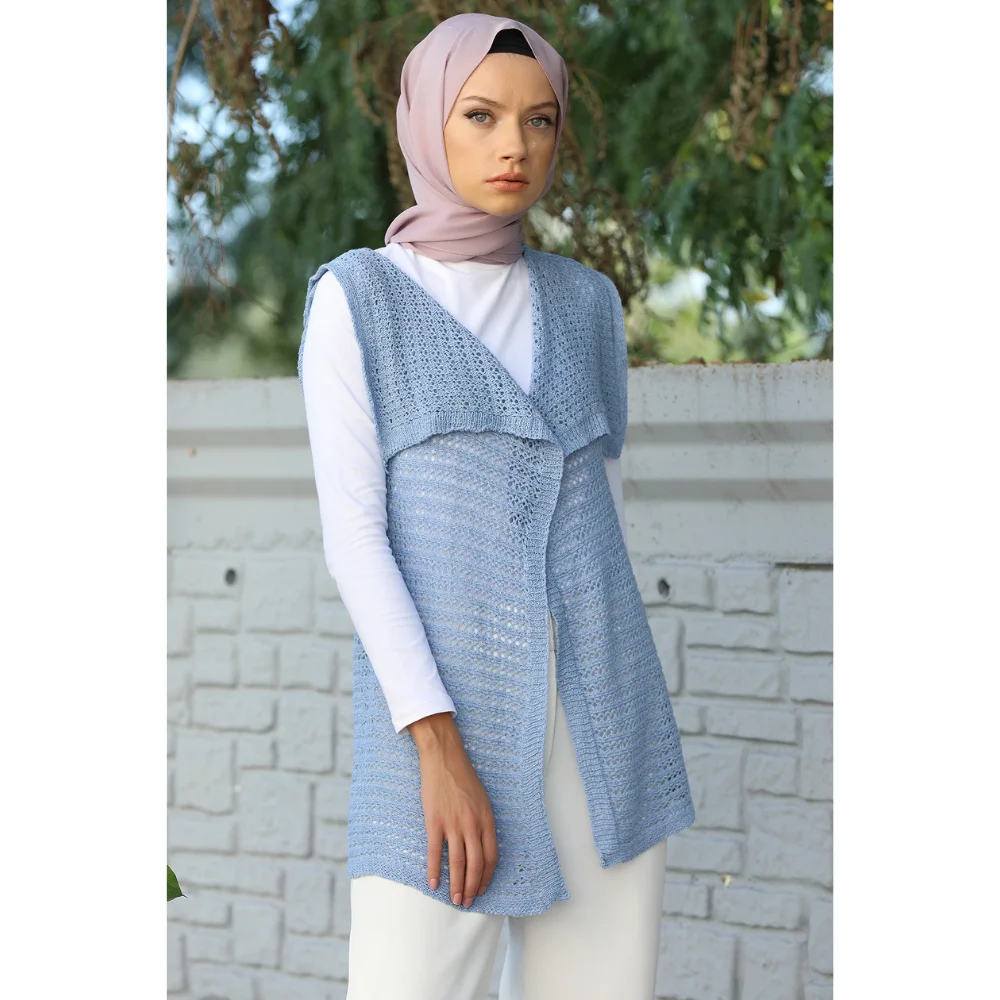 Mint Asymmetrical Knitted Women's Knitwear Vest Muslim Islamic Stylish 5 Different Colors  abayas muslim sets modest clothing tu