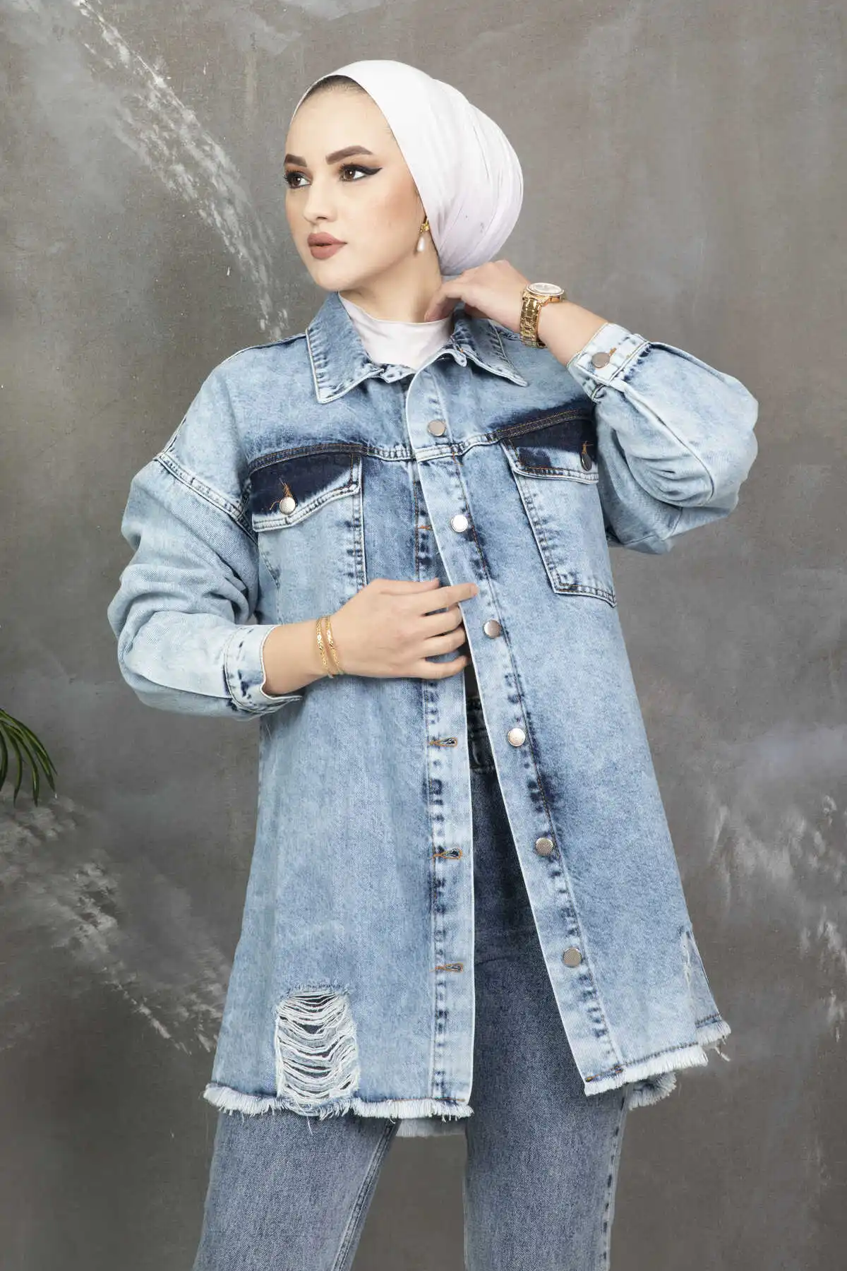 

Women Buttoned Hijab Jeans Ramadan 2022 Spring Long Trench Coat Double-Breasted Slim Outerwear Fashion Windbreaker Moroccan Abaya
