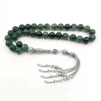natural aquatic agates rosary stone tasbih islamic 33 66 99 beads 2021 new style green stone prayer beads