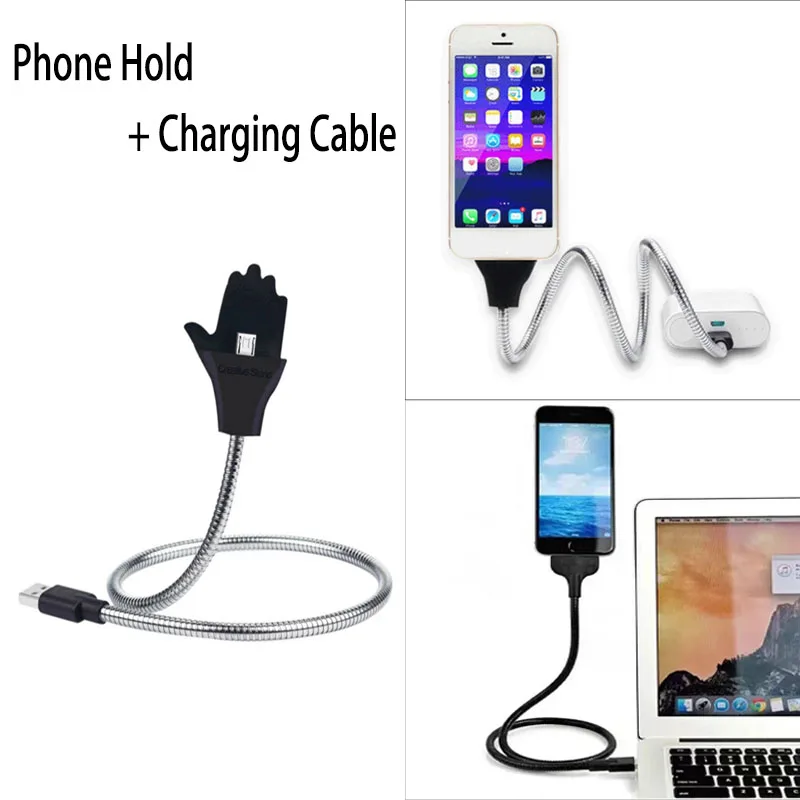 

Lazy Phone Holder Stand Charging Cable for iPhone Type C Android, USB C Cable Mobile Phone Cables Support Telephone