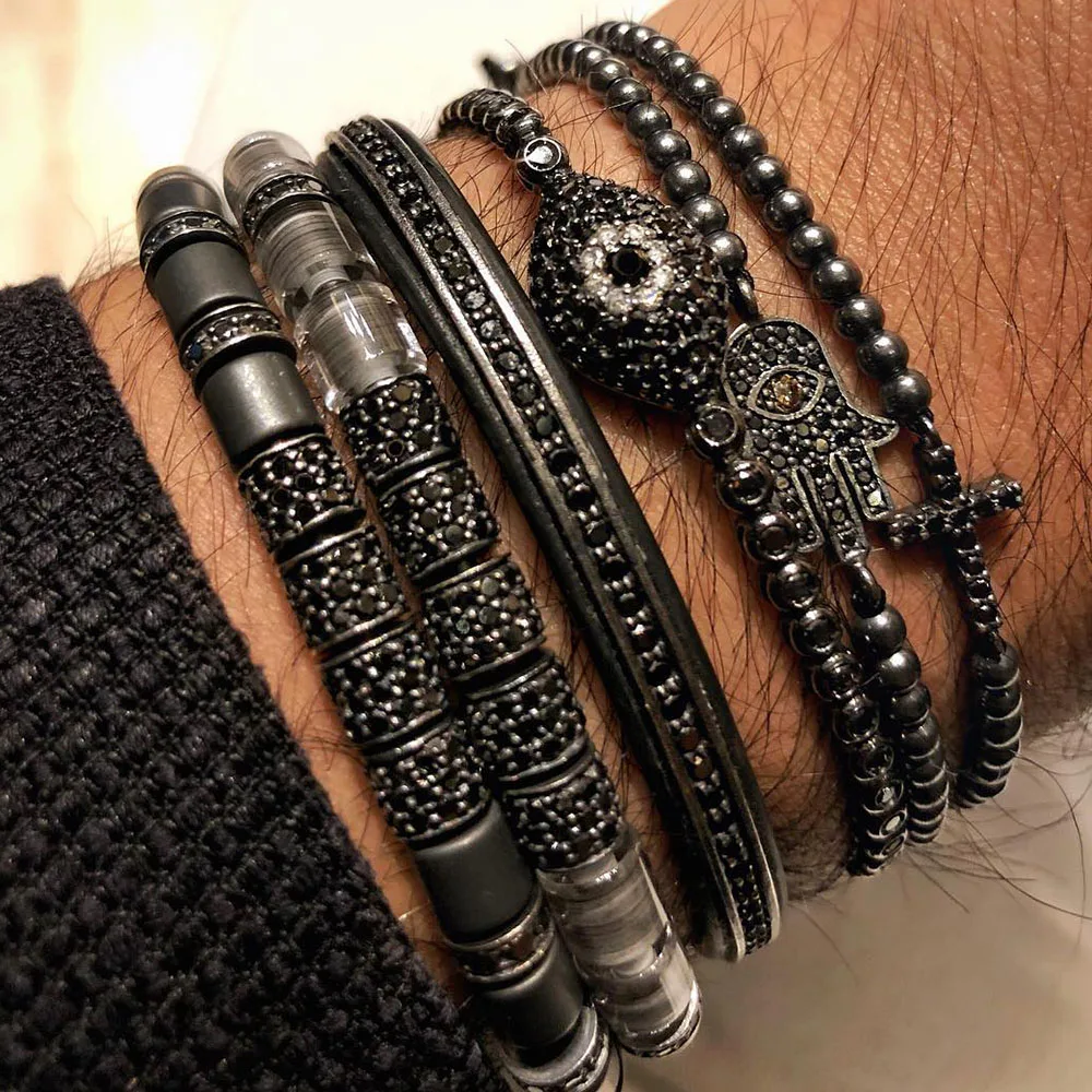 Уникальный оригинальный браслет черный пистолет и кубический циркон трубка