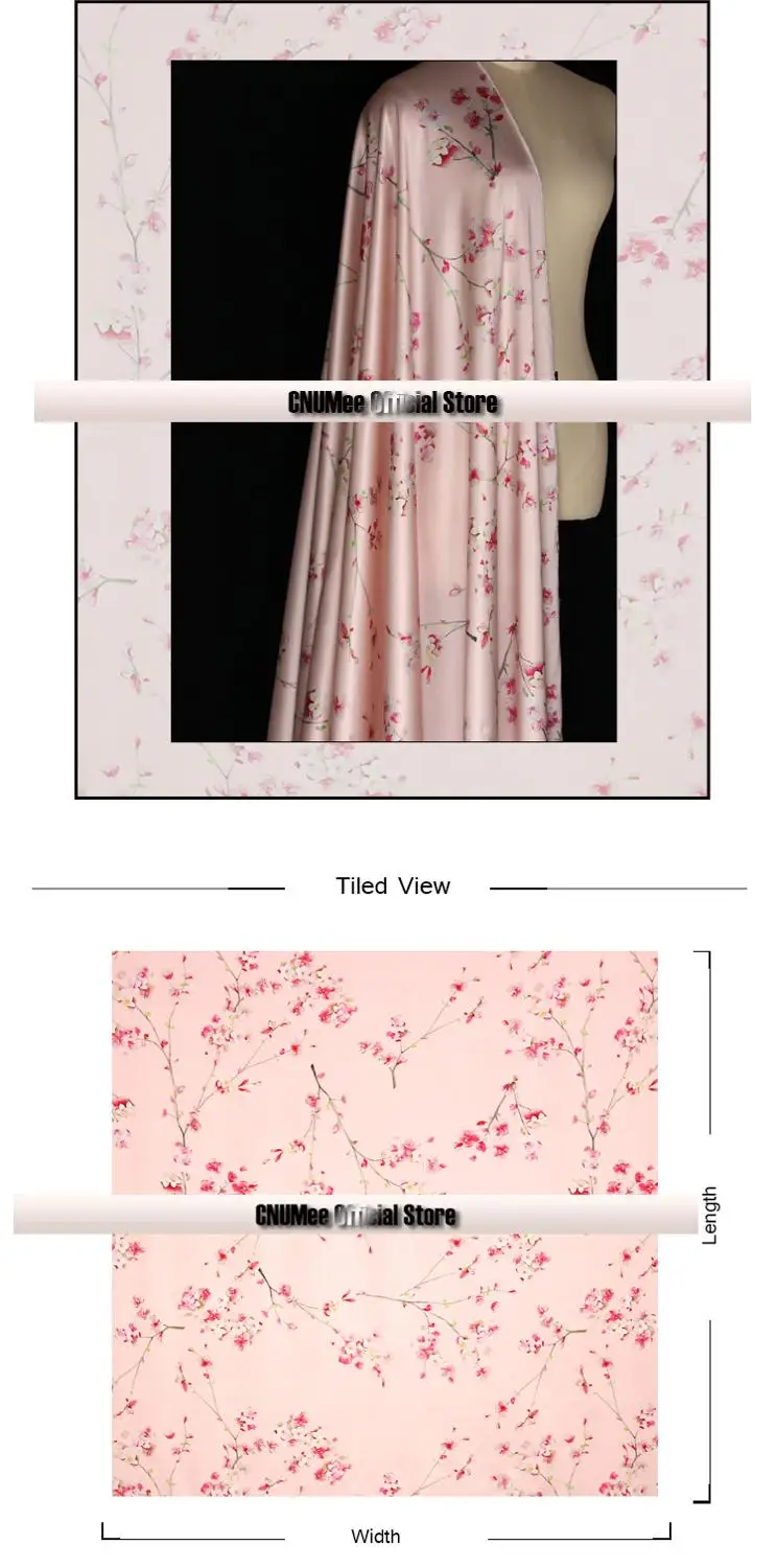 

CNUM SP928 Pure Silk/ Primrose /Silk Fabric 93% Silk 7% Spandex Elastic/ Width 1.29yd Thickness 19mm/ Unit: 1meter