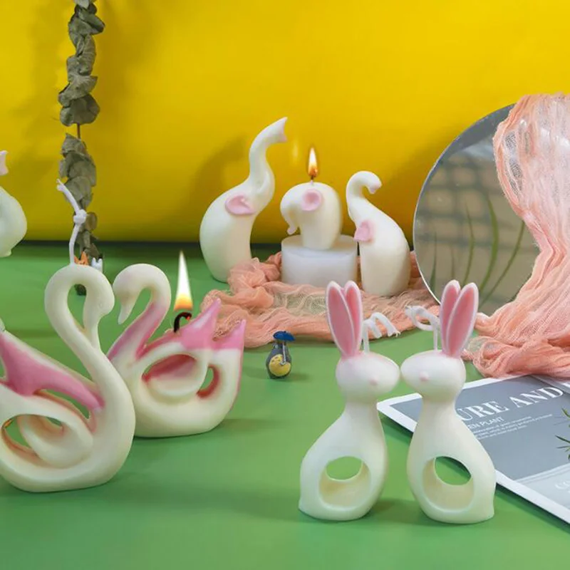

Swan Set Silicone Forms For Candle Making Aroma Wax Candle Molds Soap Elephant Craft Car Diffuser Plaster Tool