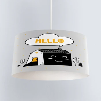 Else Grey Black Yellow Sweet Homes Nordic Print Fabric Kids Chandelier Lamp Drum Lampshade Floor Ceiling Pendant Light Shade