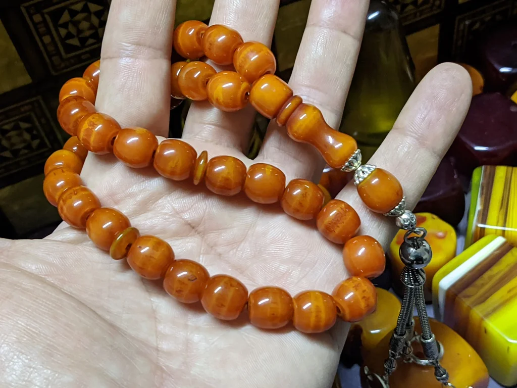 Tasbih Ottoman Faturan German Cherry Amber Sandalous Misbaha Rosary Free Shipping #32E
