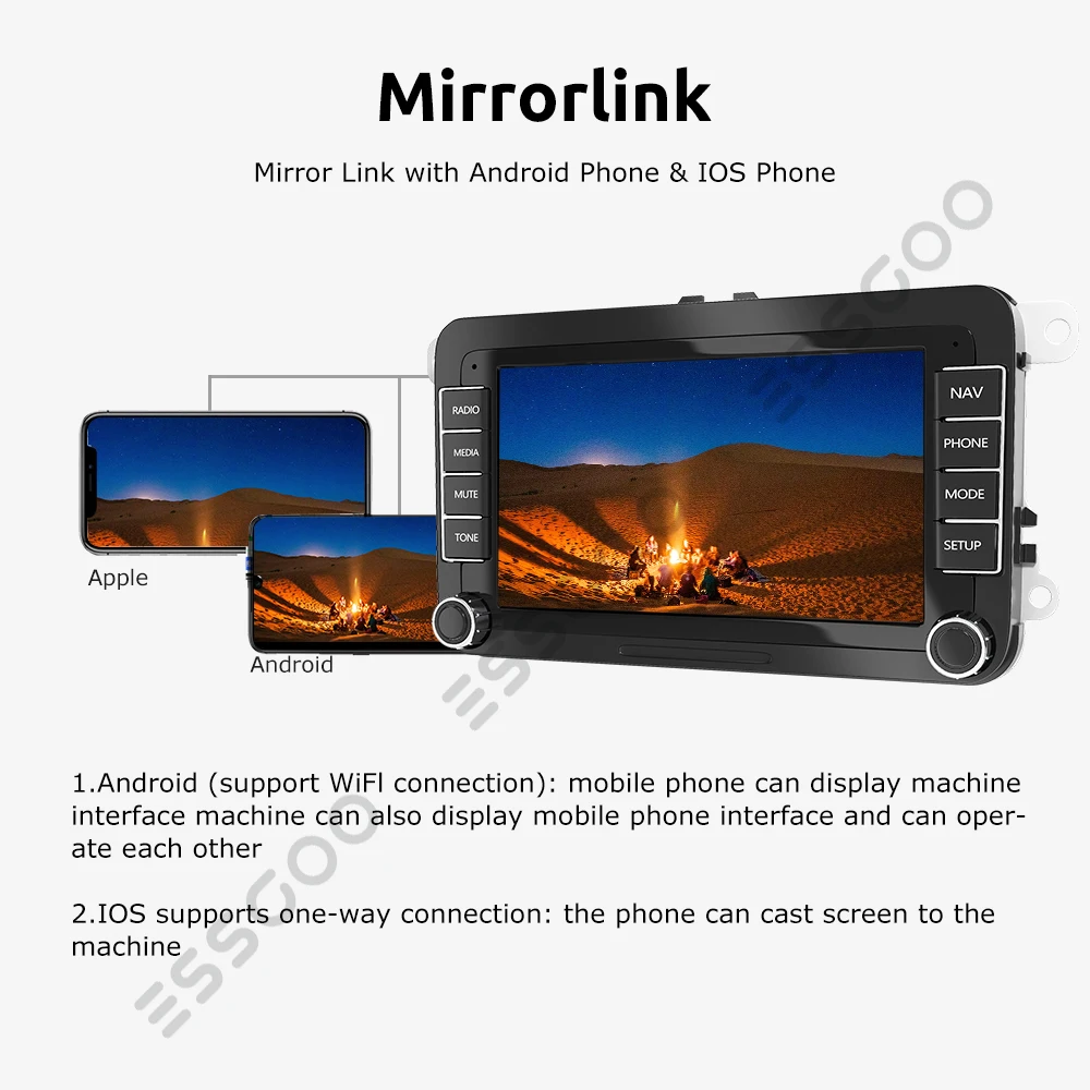 $89.45 ESSGOO 7'' Android 2 Din Car Radio Stereo FM RDS Bluetooth WiFi GPS Navigation Autoradio For Volkswagen VW Caddy Golf Skoda Seat