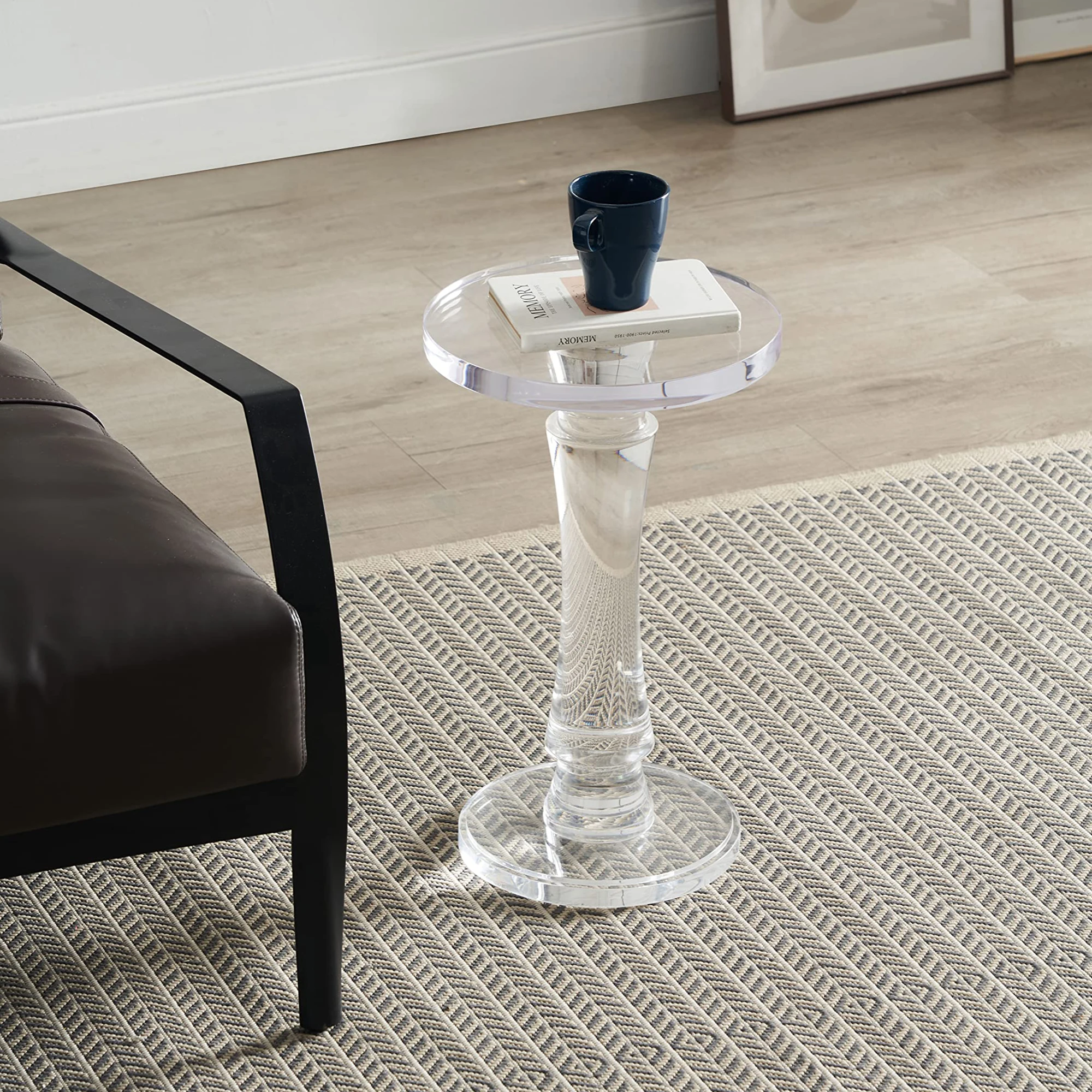 

Clear Acrylic Small End Table,Drink for Office, Living Room and Bedroom, 12x12 Inch，20 High