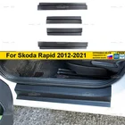 Накладки на внутренние пороги дверей Skoda Rapid 2012-2021 внешний тюнинг экстерьер стайлинг