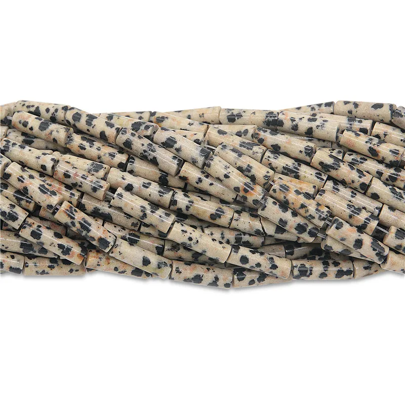

Natural Stone Dalmatian Jasper Beads Tube Cylinder 4x13mm Jewelry DIY Findings For Making Bracelet Earrings
