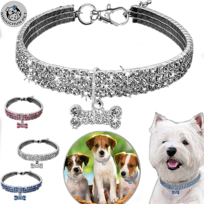 

Pet Collar With Diamonds Adjustable Crystal Diamond Elastic Heart Claw Pendant Wedding Cat And Dog Small Pet Necklace Jewelry