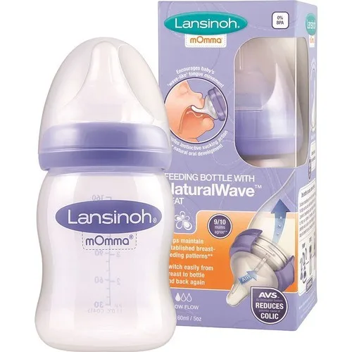 

Lansinoh Momma Breastmilk Feeding Bottle with NaturalWave Slow Flow Nipple, 5 Ounces