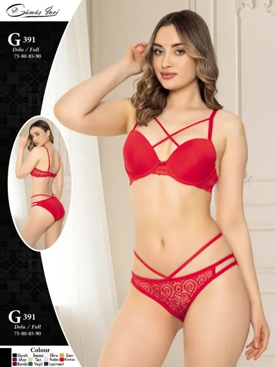 

2021 Turkey Red Women Lace Bra Sets Fashion Push-Up Seamless Underwear Backless Vest Sexy Panties Padded Bralette Underwear Ultra Thin Panties Female Padded Comfortable Use Does not cause allergies