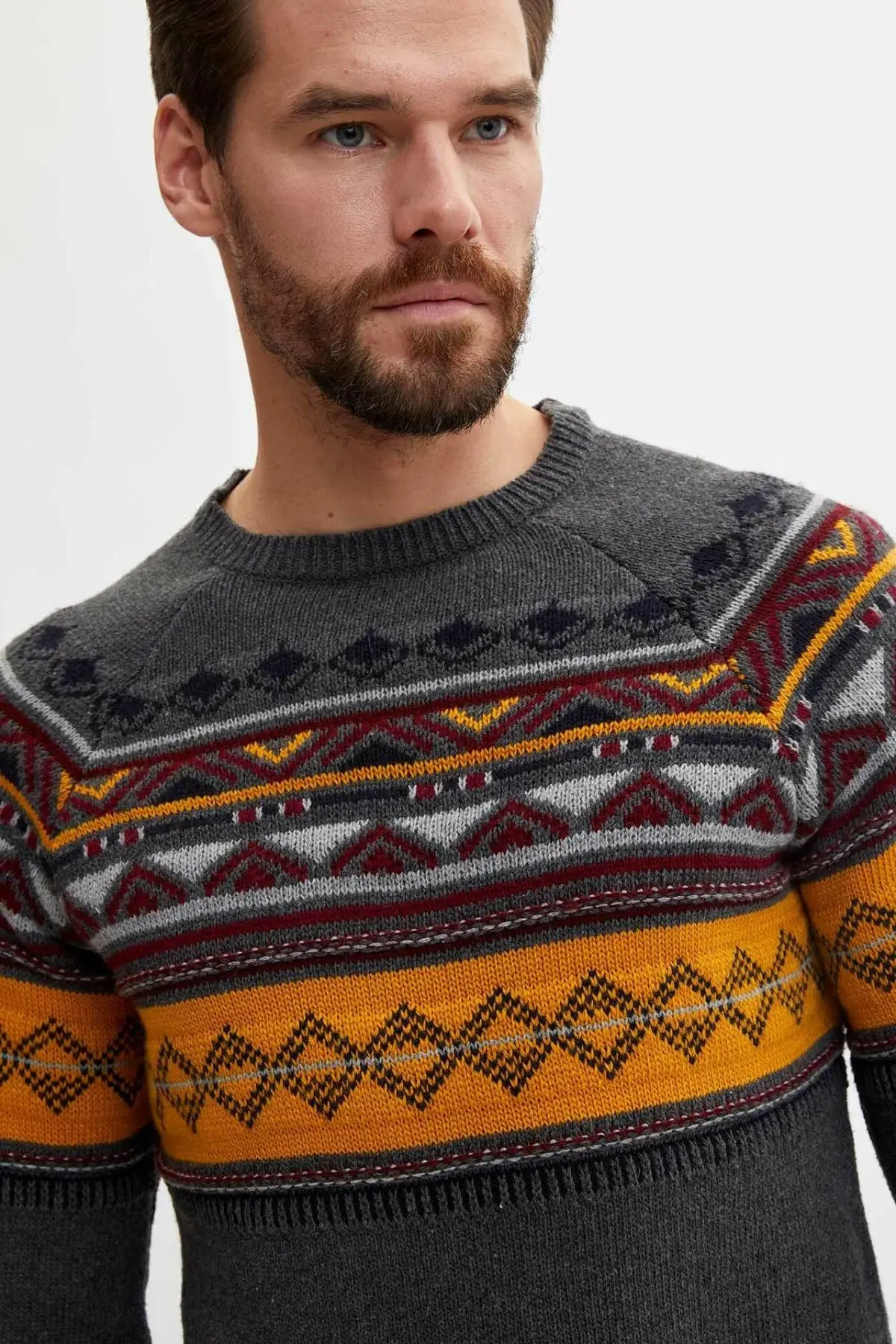 DeFacto Мужская новинка круглый вырез геометрический узор мужская повседневная