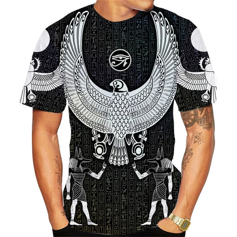 Футболка с 3D-принтом лица Анубиса и Фараона из древнего хора египетского Бога