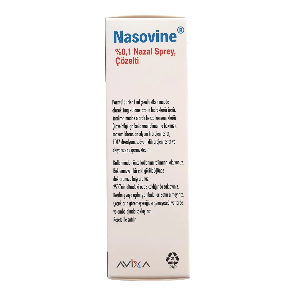 

Nasovine Nasal Sprey 0.1% - 10 ml (3Pack) - Treatment of Nasal Congestion, Seasonal and Allergic Rhinitis and Sinusitis